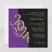 Invitation Classe de 2024 Grand pourpre et or (Devant)