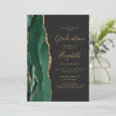 Invitation Classe de 2024 Green Agate Photo Dark Graduation (Debout devant)
