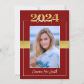 Invitation Classe de 2024 Maroon & Gold Graduation Party (Devant)
