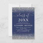 Invitation Classe de 2024 Navy Blue Silver Graduation Party (Devant)