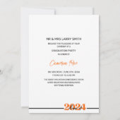 Invitation Classe de 2024 Orange & Black Graduation Party (Dos)