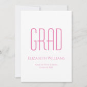 Invitation Classe de 2024 Pink Typography Graduation Party (Devant)