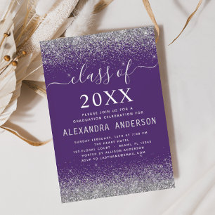Invitation Classe de 2024 Purple Silver Graduation Party