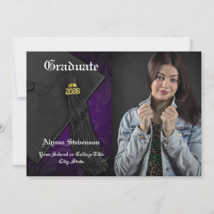 Invitation Classe de 2024 Purple Tassel Photo Graduation