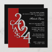 Invitation Classe de 2024 Rouge et Noir de 2e année (Devant / Derrière)