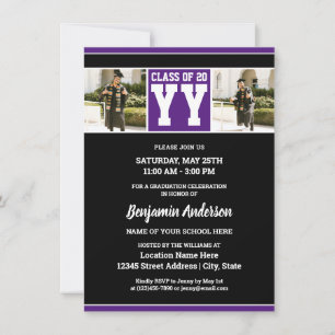 Invitation Classe de 2024 Royal Purple Graduation Photo