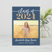 Invitation Classe de 2024 Script bleu imprimable (Debout devant)