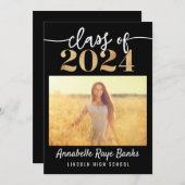 Invitation Classe de 2024 Script noir imprimable (Devant / Derrière)