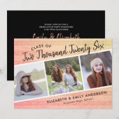 Invitation Classe de 2025 3 Photos Graduation Rustique (Devant / Derrière)