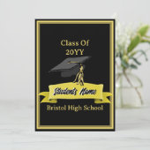 Invitation Classe de 2025 Black and Gold Graduation Party (Debout devant)