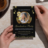 Invitation Classe de 2025 Black & Gold Elegant Graduation
