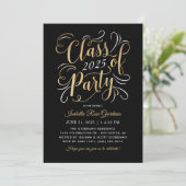 Invitation Classe de 2025 Black Gold Graduation Party Photo (Debout devant)