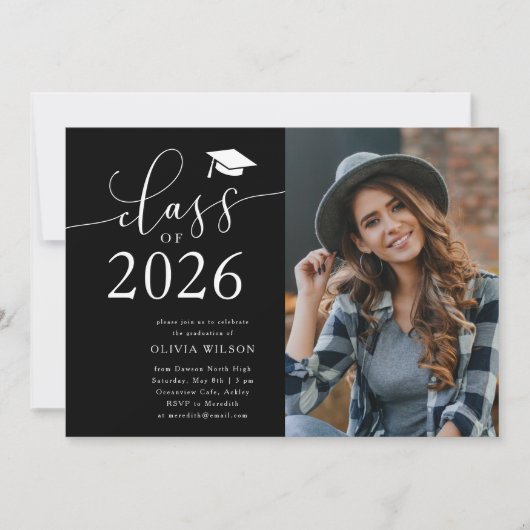 Invitation Classe de 2025 Black Graduation Party Photo (Devant)