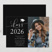 Invitation Classe de 2025 Black Graduation Party Photo (Devant / Derrière)