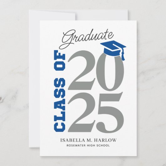 Invitation Classe de 2025 Bleu et Gris (Devant)