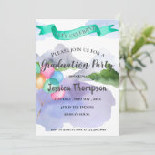 Invitation Classe De 2025 Blue Watercolor Graduation Party (Debout devant)