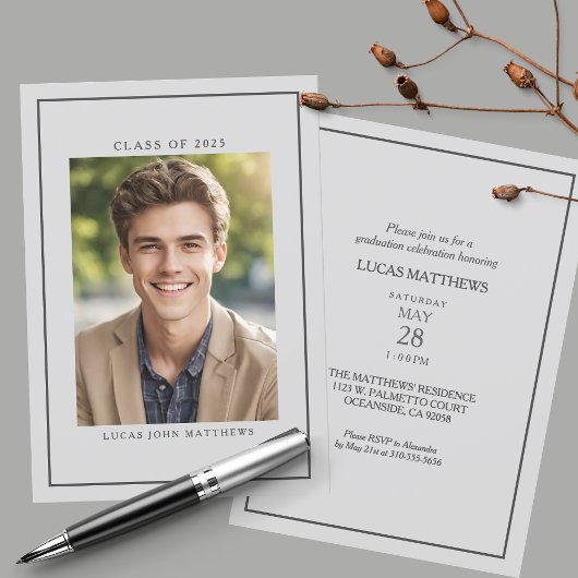 Invitation Classe de 2025 Classic Custom Photo Graduation