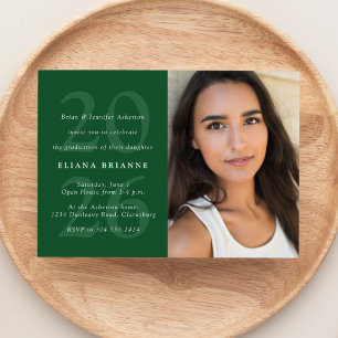 Invitation Classe de 2025 classique green photo graduation pa