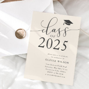 Invitation Classe de 2025 Cream Graduation Party