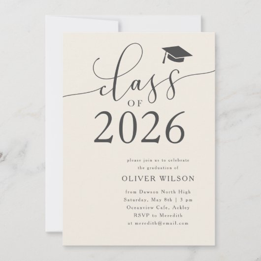Invitation Classe de 2025 Cream Graduation Party (Devant)