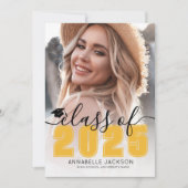 Invitation Classe De 2025 Diplômé En Photo Jaune (Devant)