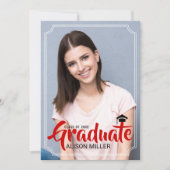 Invitation Classe de 2025 diplômé en typographie rouge photo (Devant)