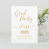 Invitation Classe de 2025 Elegant Gold Script Graduation Part (Debout devant)