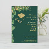 Invitation Classe de 2025 Emerald Green et Gold Graduation (Debout devant)