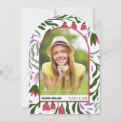 Invitation Classe De 2025 fleurs rétro Graduation Arc (Dos)