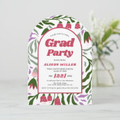 Invitation Classe De 2025 fleurs rétro Graduation Arc (Debout devant)