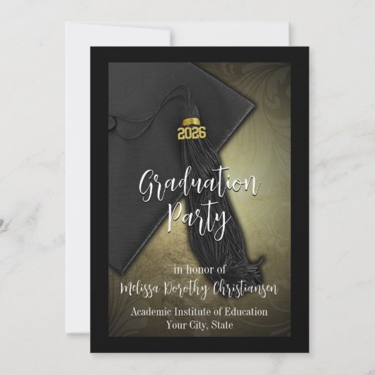 Invitation Classe de 2025 Gold Tassel College Graduation (Devant)