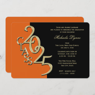 Invitation Classe de 2025 Grad Gold avec option de couleur