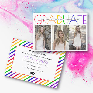 Invitation Classe de 2025 Graduate rainbow photo collage