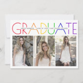 Invitation Classe de 2025 Graduate rainbow photo collage (Devant)