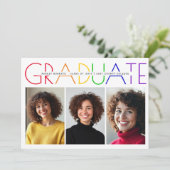 Invitation Classe de 2025 Graduate rainbow photo collage (Debout devant)