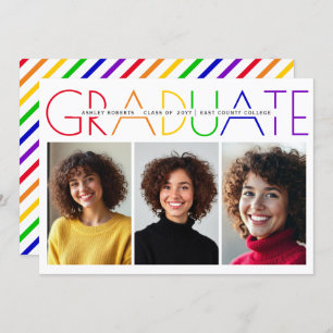 Invitation Classe de 2025 Graduate rainbow photo collage