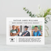 Invitation Classe de 2025 Graduate White 3 Photo Graduation (Debout devant)