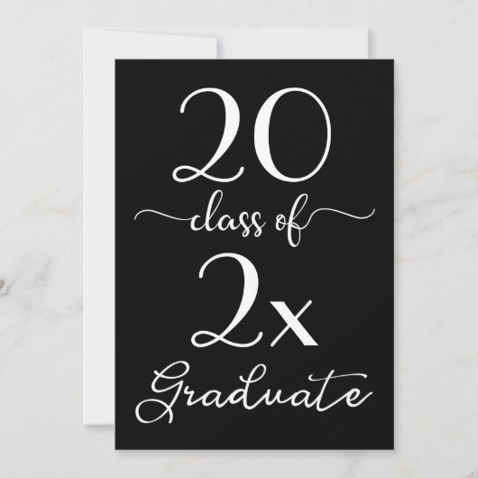 Invitation Classe De 2025 Graduation Chic Noir Blanc Script (Devant)
