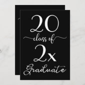 Invitation Classe De 2025 Graduation Chic Noir Blanc Script (Devant / Derrière)