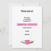 Invitation Classe de 2025 graduation rose floral frontière ph (Dos)