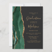 Invitation Classe de 2025 Green Agate Photo Dark Graduation (Devant)