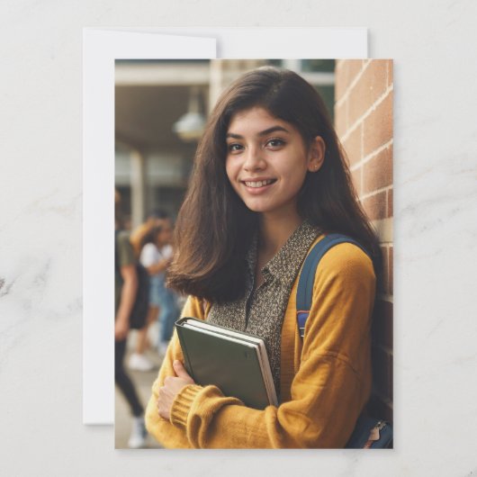 Invitation Classe de 2025 Green Agate Photo Dark Graduation (Dos)