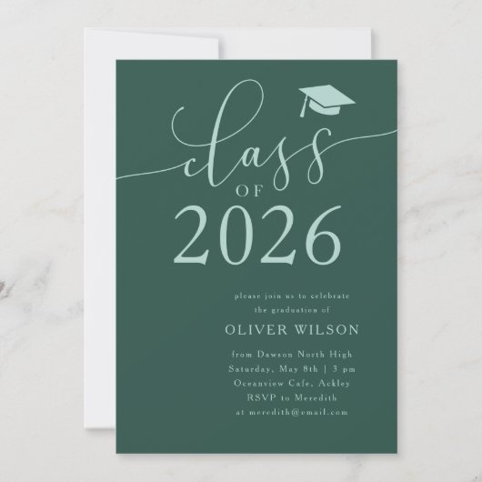 Invitation Classe de 2025 Green Graduation Party (Devant)