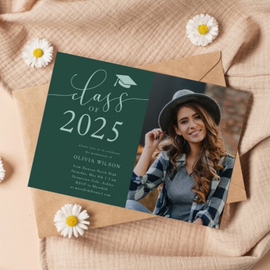 Invitation Classe de 2025 Green Graduation Party Photo