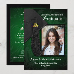 Invitation Classe de 2025 Green Tassel Photo Graduation