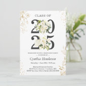 Invitation Classe de 2025 Greenery Floral Graduation Party (Debout devant)