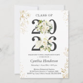 Invitation Classe de 2025 Greenery Floral Graduation Party (Devant)