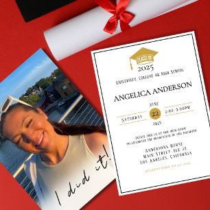 Invitation Classe de 2025 "Je l'ai fait" Photo Graduate Invit