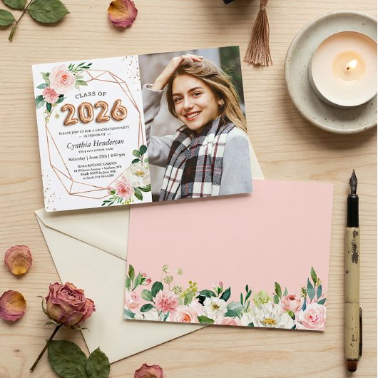 Invitation Classe de 2025 Lettres à ballons - Diplôme photo