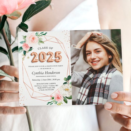 Invitation Classe de 2025 Lettres à ballons - Diplôme photo